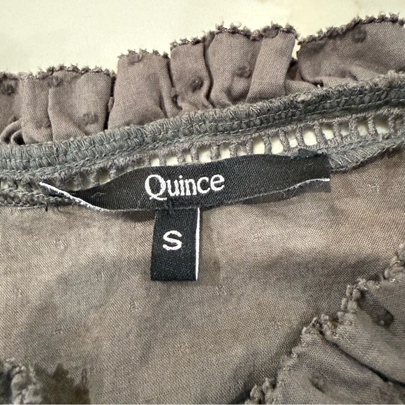 Quince Organic Textured Cotton Peasant Button Front Blouse Women’s Small Gray - Picture 6 of 8